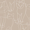 Katten behang Cat Line Art - Beige