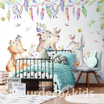 Dieren Kinderkamer behang Party