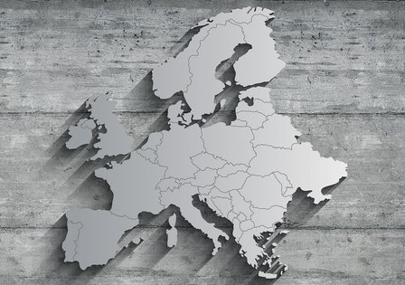 Wereldkaart Europa behang grijs