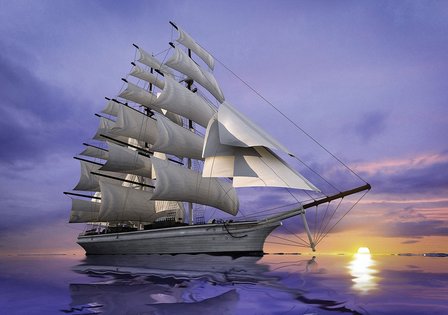 Zeilschip behang Ondergaande zon