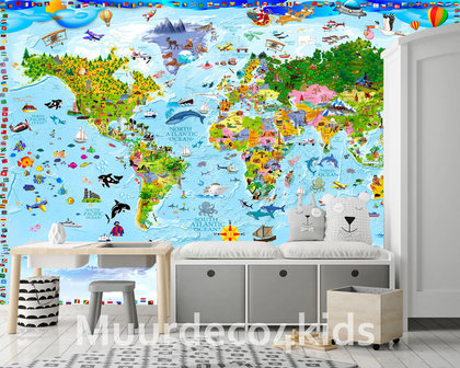 Wereldkaart fotobehang kind