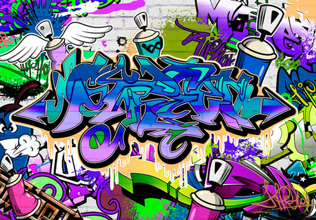 Street Art Graffiti fotobehang Blauw