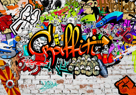 Graffiti Muur fotobehang Oranje