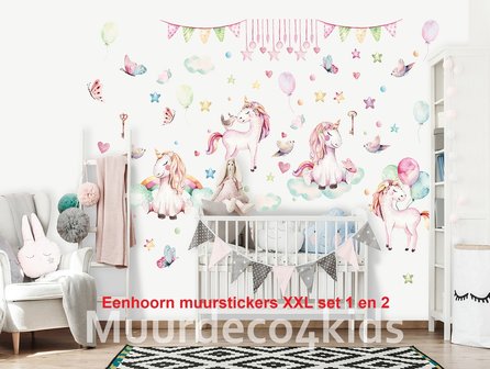 Eenhoorn muurstickers babykamer