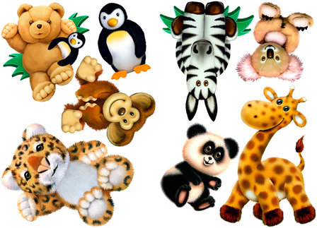 Jungle muurstickers Knuffeldieren set I