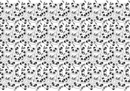 Pandaberen behang zwart wit