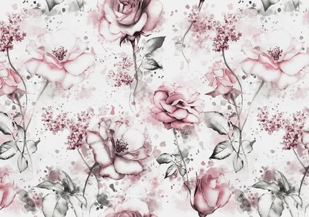 Roze rozen behang Retro