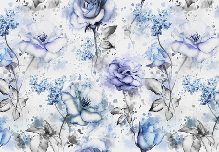 Blauwe rozen fotobehang