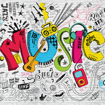 Graffiti behang Music