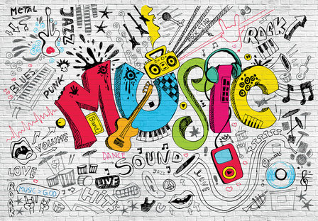 Graffiti behang Music