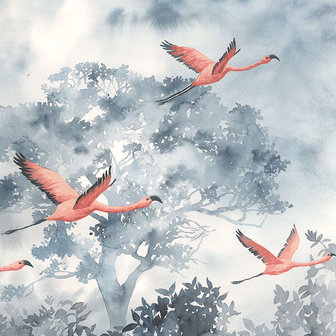 Flamingo fotobehang Flamingos in the Sky