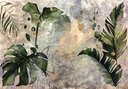 Botanisch behang Aquarel bladeren