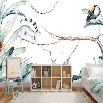 Aquarel Jungle Paradise behang kinderkamer