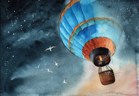 Aquarel behang Luchtballon