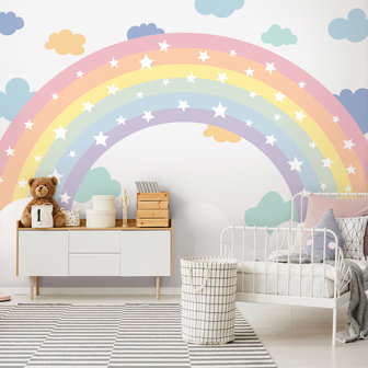 Regenboog behang kinderkamer