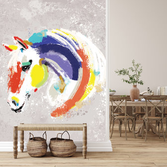 Geschilderd paardenhoofd behang Art Work