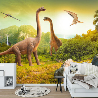 Dinosaurus vlies behang Dinowereld kinderkamer