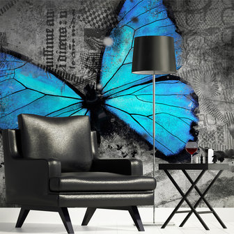 Blauwe vlinder behang