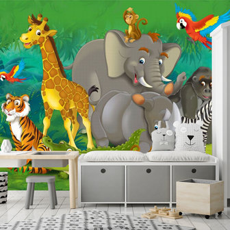 Jungle dieren behang kinderkamer