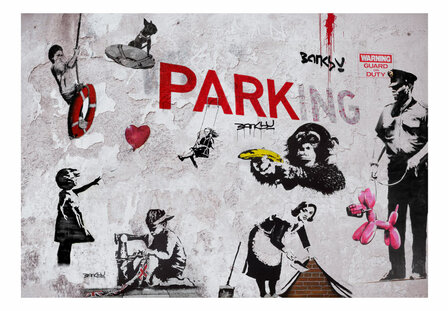 Banksy fotobehang Collage - Grijs
