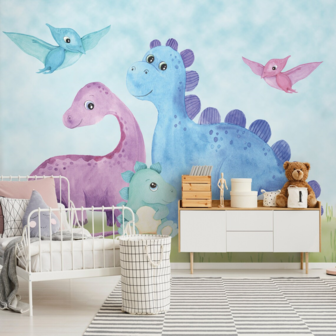 Baby dinosaurus behang 