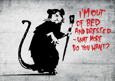 Banksy behang Rat I&#039;m out of bed and dressed