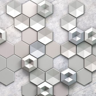 Hexagon Concrete fotobehang Komar