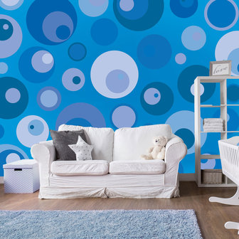 Retro behang Cirkels Blauw