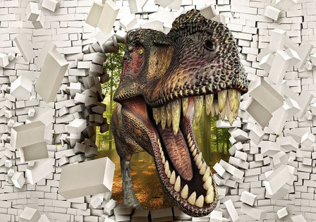3D fotobehang Dinosaurus door muur III