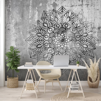 Mandala fotobehang Beton donker