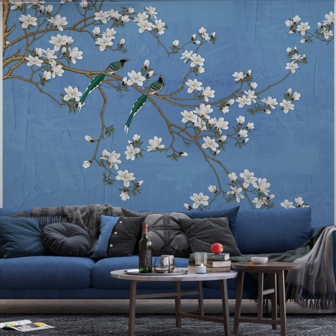 misdrijf Doelwit beroemd Magnolia vlies behang Blauw | Muurdeco4kids