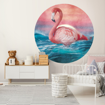 Wandcirkel Flamingo 