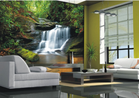 Waterval in bos behang XL