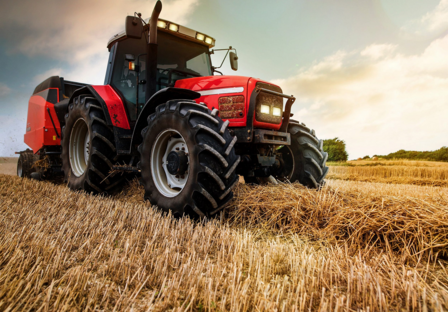 Rode tractor fotobehang