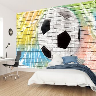 Voetbal fotobehang Gekleurde muur