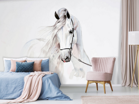 Email Gloed Ondraaglijk Paarden behang Aquarel paard | Muurdeco4kids
