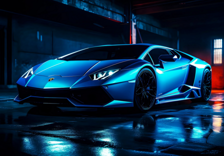 Blauwe Lamborghini behang