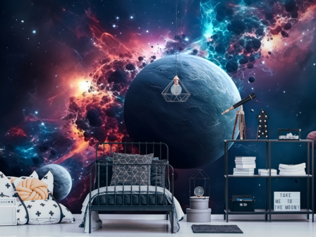 Space behang Planeten en Nevel