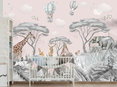 Jungle Safari behang babykamer