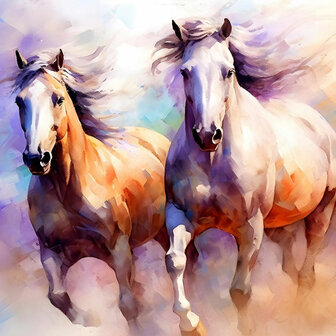 Paarden behang Aquarel paarden