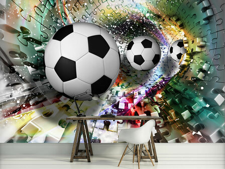 3D Voetbal behang Tunnel Puzzel