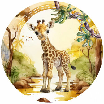 Baby Jungledieren Muurcirkel Giraffe 