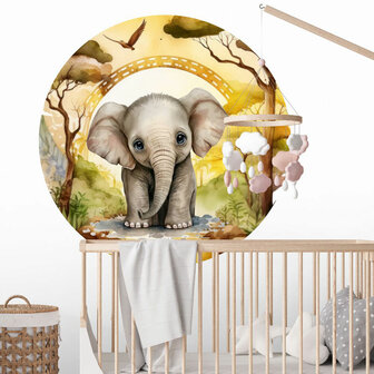 Baby Jungledieren Muurcirkel Olifantje