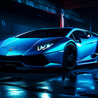 Blauwe Lamborghini behang