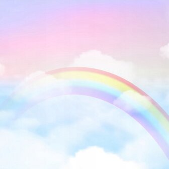 Wolken en regenboog behang kinderkamer