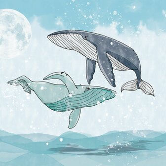 Blauwe Walvissen behang