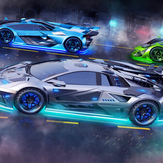 Neon Supercars behang - Walltastic NW