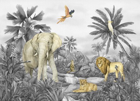 Jungle behang Jungle Droom L - Grijs