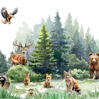 Bosdieren VINYL behang Woodland Friends