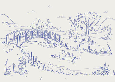 Winnie the Pooh fotobehang Blue Ink